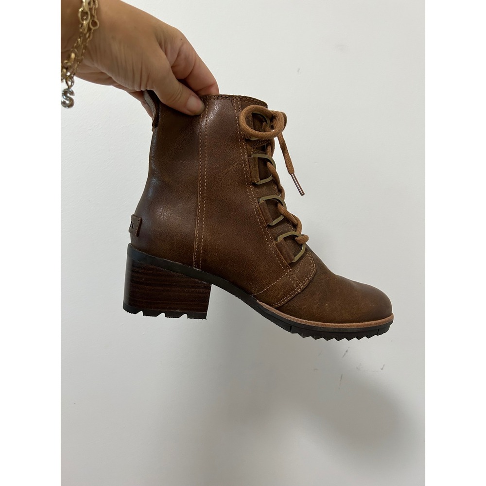 Sorel Cate Lace Boot Women 6.5 Brown Waterproof Leather Gorpcore Ankle Boots - Picture 5 of 10